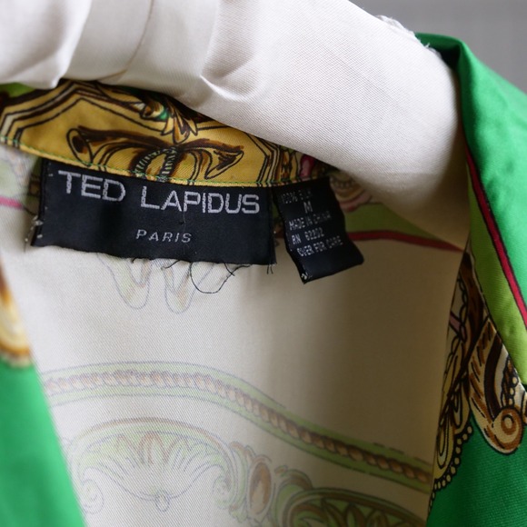 Y2K Ted Lapidus baroque print silk shirt/top/blouse - Picture 5 of 8